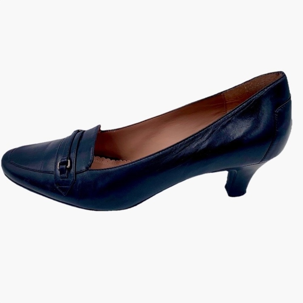 Naturalizer‎ Black Leather Loafer Pumps Kitten Heels Dress Shoes Niko Size 8.5M